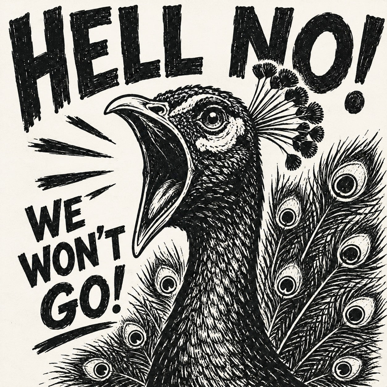 Hell No! We Won’t Go! Gulfport, FL Peacock T-Shirt