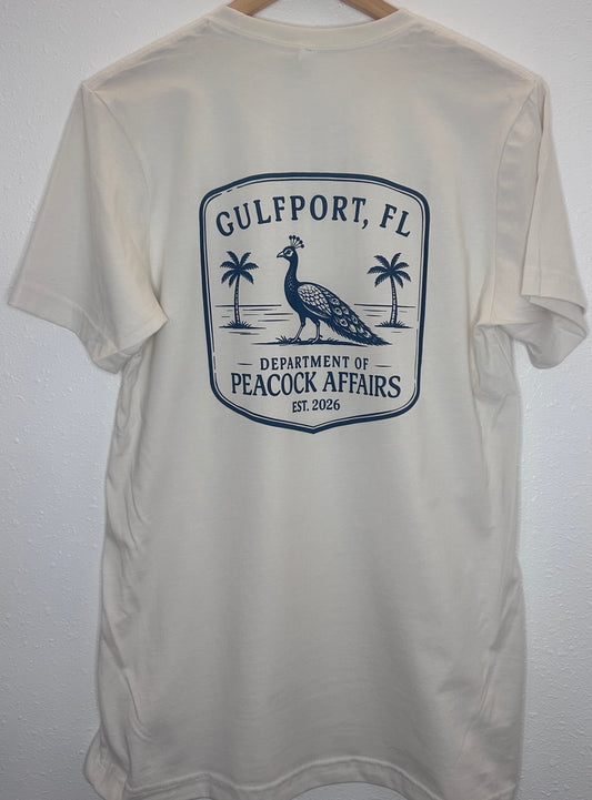 Gulfport Department of Peacock Affairs Peacock Unisex T-Shirt — Gulfport, Florida