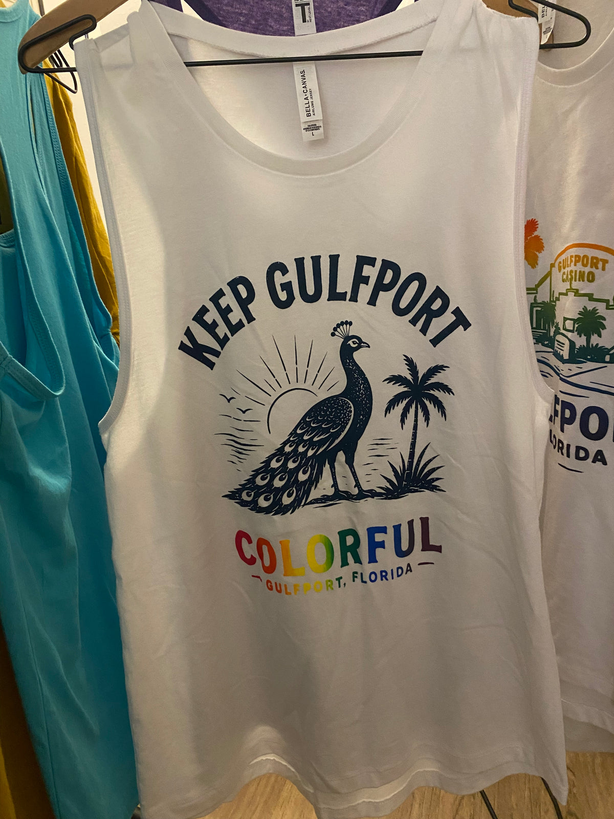 Keep Gulfport Colorful Peacock Women’s T-Shirt — Gulfport, Florida