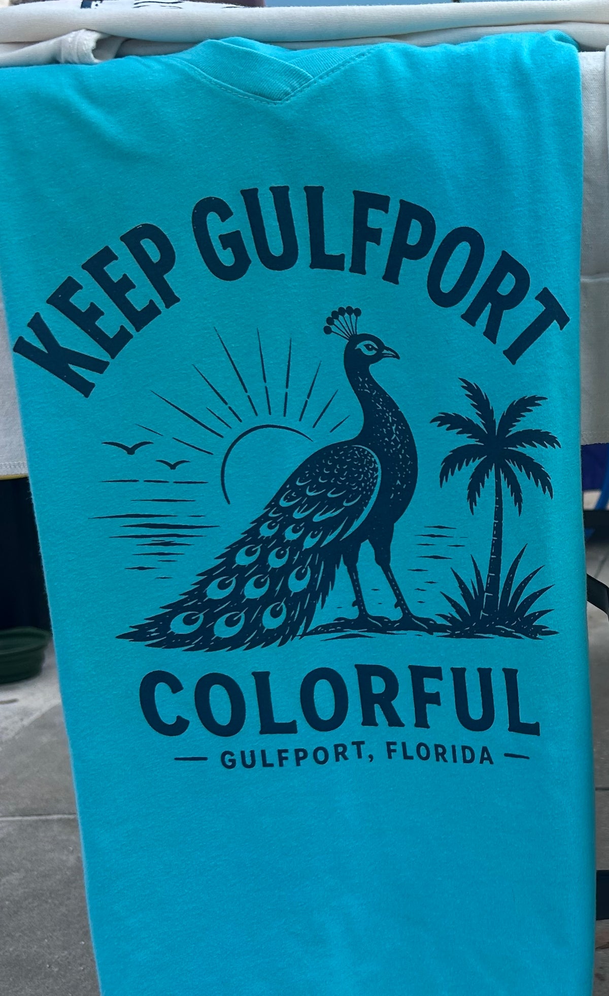 Keep Gulfport Colorful Peacock Women’s T-Shirt — Gulfport, Florida